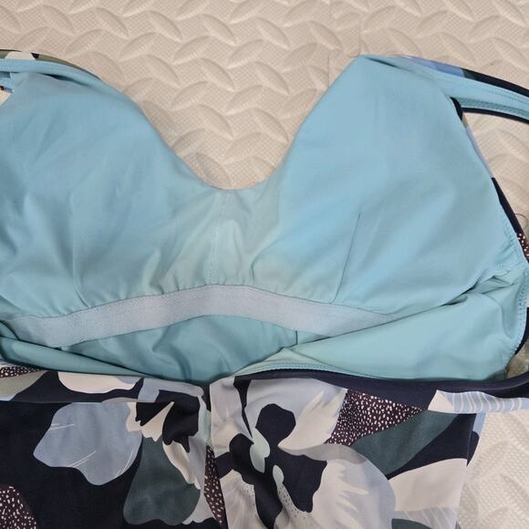 Athleta Swimsuit Womens Small Petite Seychelles Horo Bloom Dress Blue Floral - Picture 7 of 8